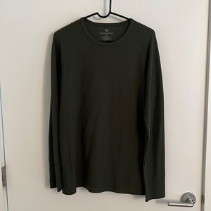 Mack Wheldon long sleeve Henley. Dark Green.